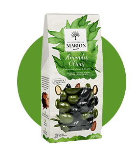 Amandes Olives Chocolats Noir et Blanc