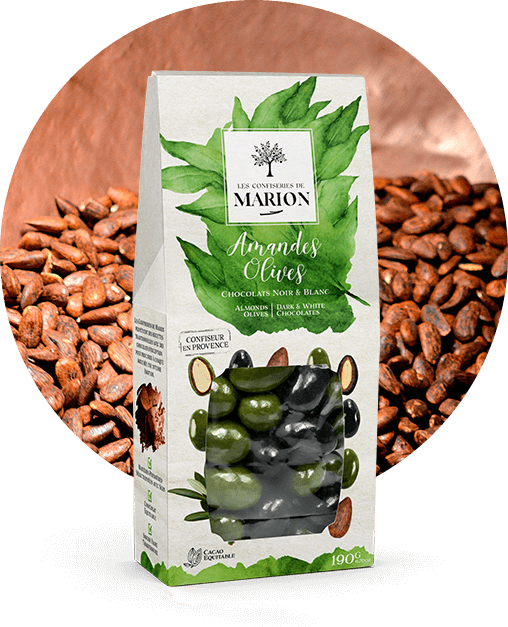 Amandes Olives Chocolats Noir et Blanc