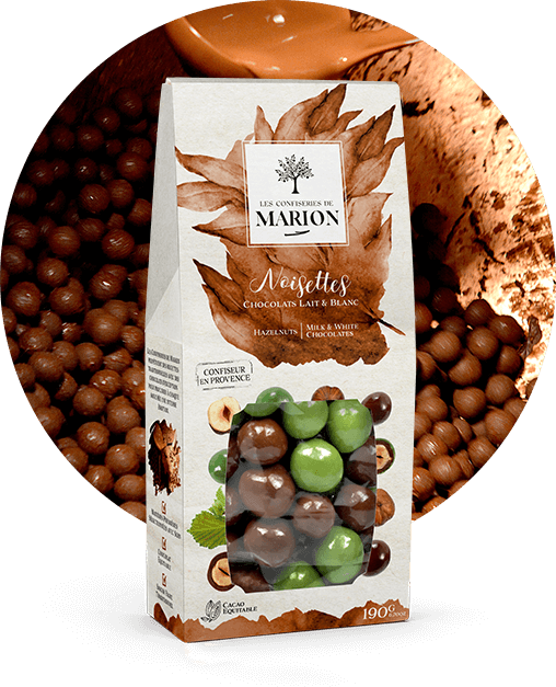 Noisettes aux chocolats lait et blanc